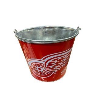 DETROIT RED WINGS Hype Full Wrap Logo Ice Metal Bucket, 5-Quart WITH HANDLE New